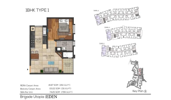 Brigade Utopia 1 Bhk Eden Floor Plan