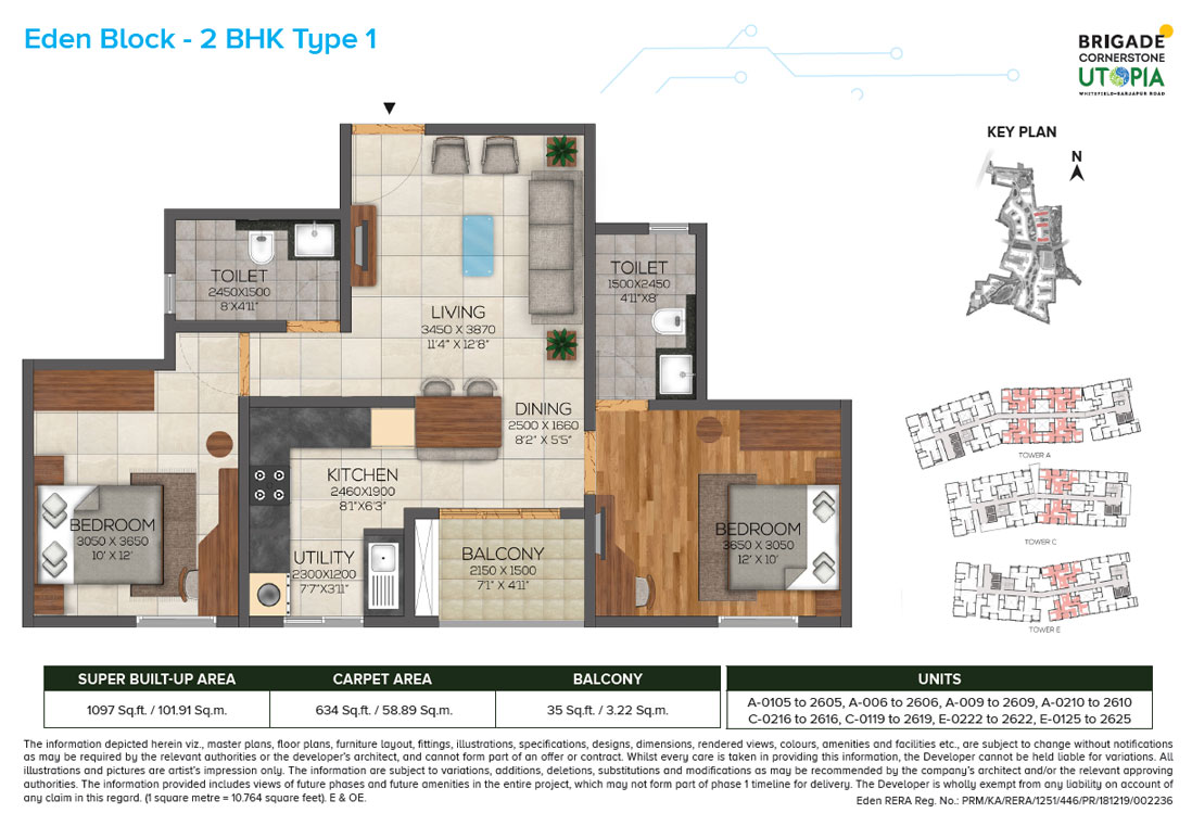 Brigade Utopia 3 BHK Floor Plan