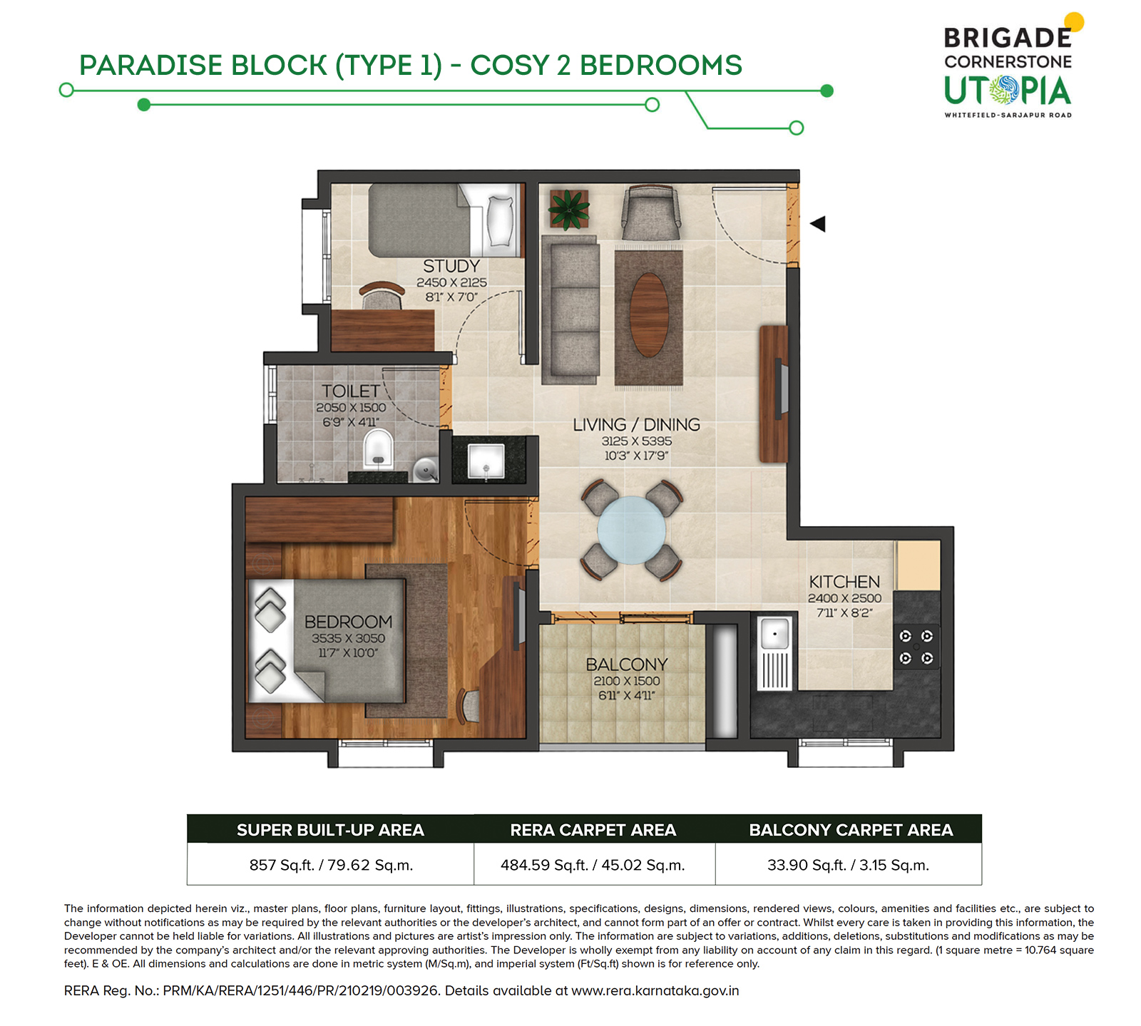 Brigade Utopia 3 BHK Floor Plan