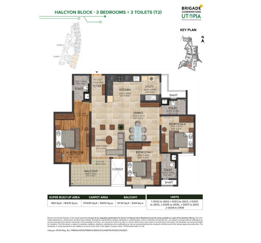 Brigade Utopia 3 BHK Floor Plan