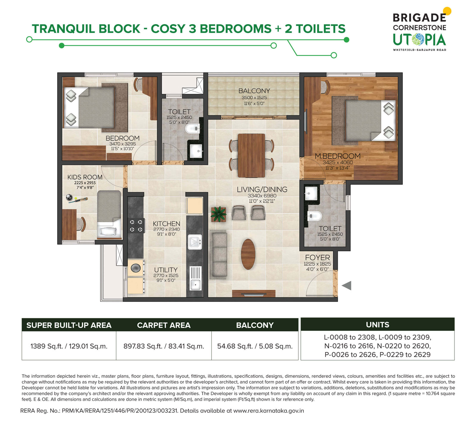 Brigade Utopia 3 BHK Floor Plan