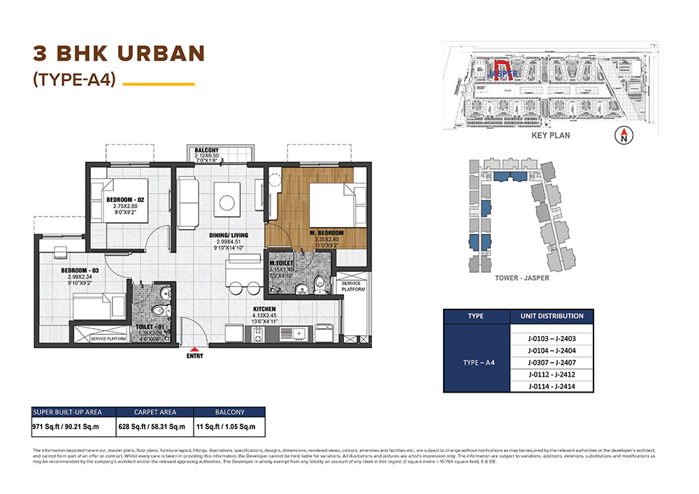 Brigade Utopia Paradise 3 BHK Floor Plan