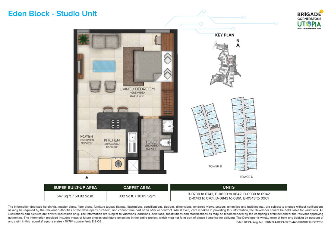 Brigade Utopia 1 BHK Floor Plan