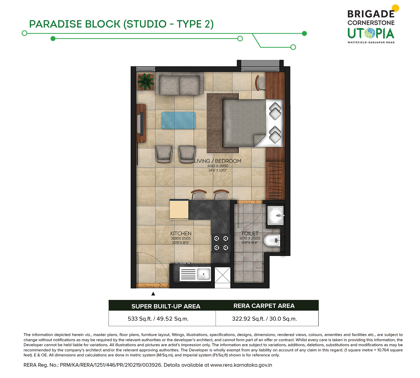 Brigade Utopia 3 BHK Floor Plan